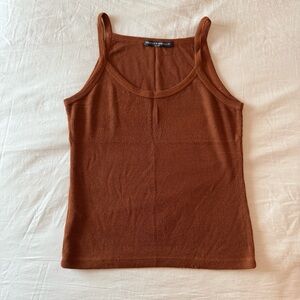 Brandy Melville Brown Ribbed Fitted Tank Top